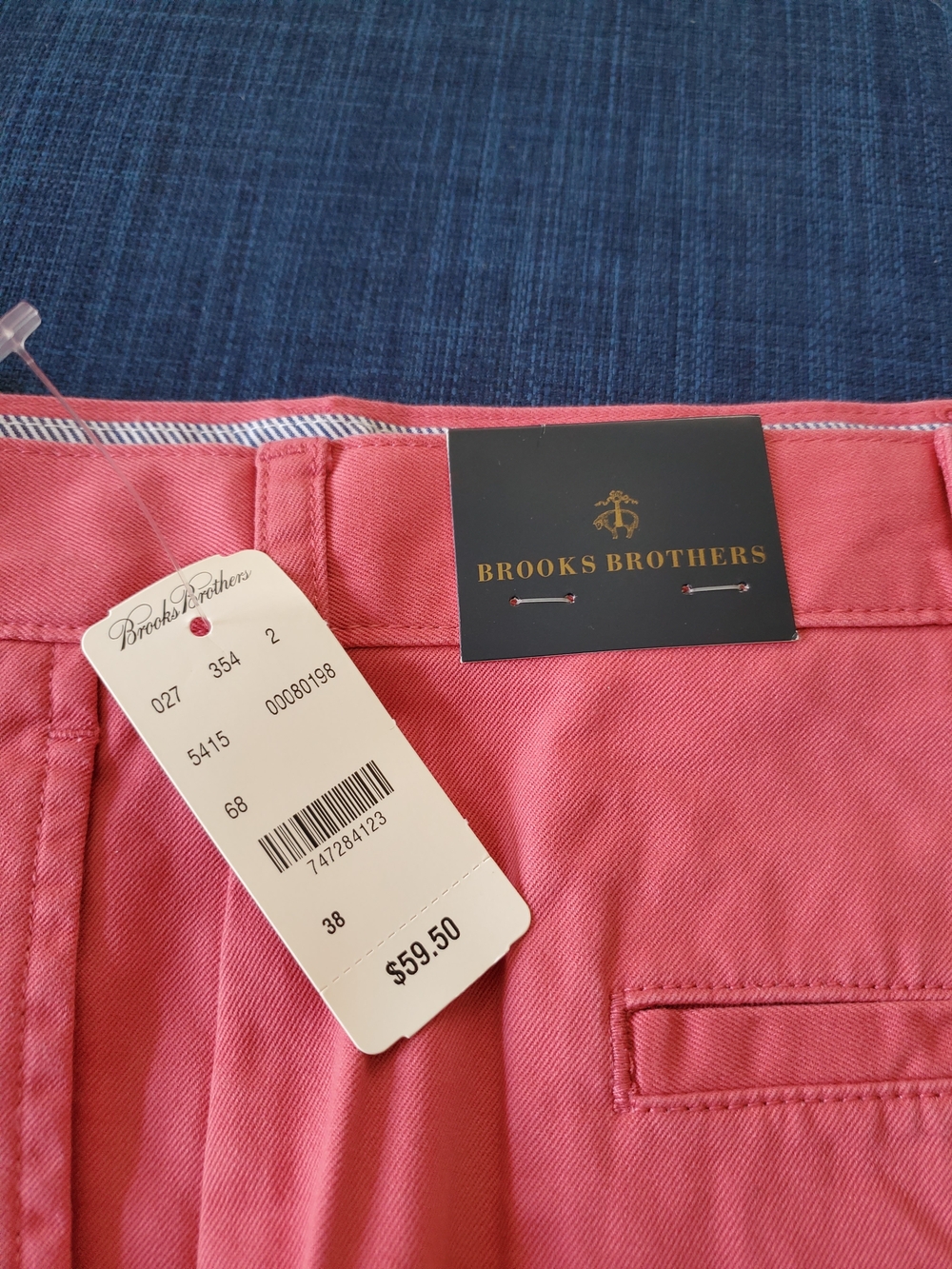 Brooks Brothers Coral Pink and Blue Chino Shorts